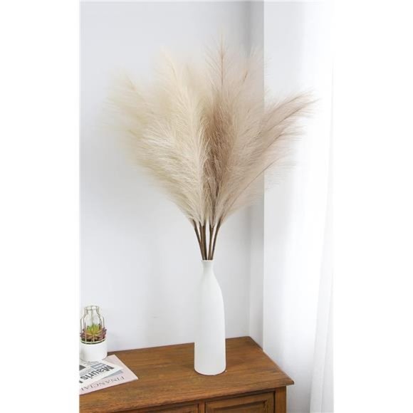 ZIFTY 7-Pcs 38"/3.1FT Faux Pampas Grass Tall Fluffy Artificial Fake Flower Boho - Picture 2 of 7